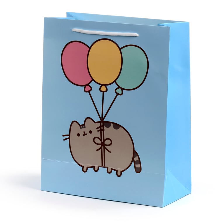 Large Licensed Pusheen Cat Balloon Card Gift Bag with Cord Handles
