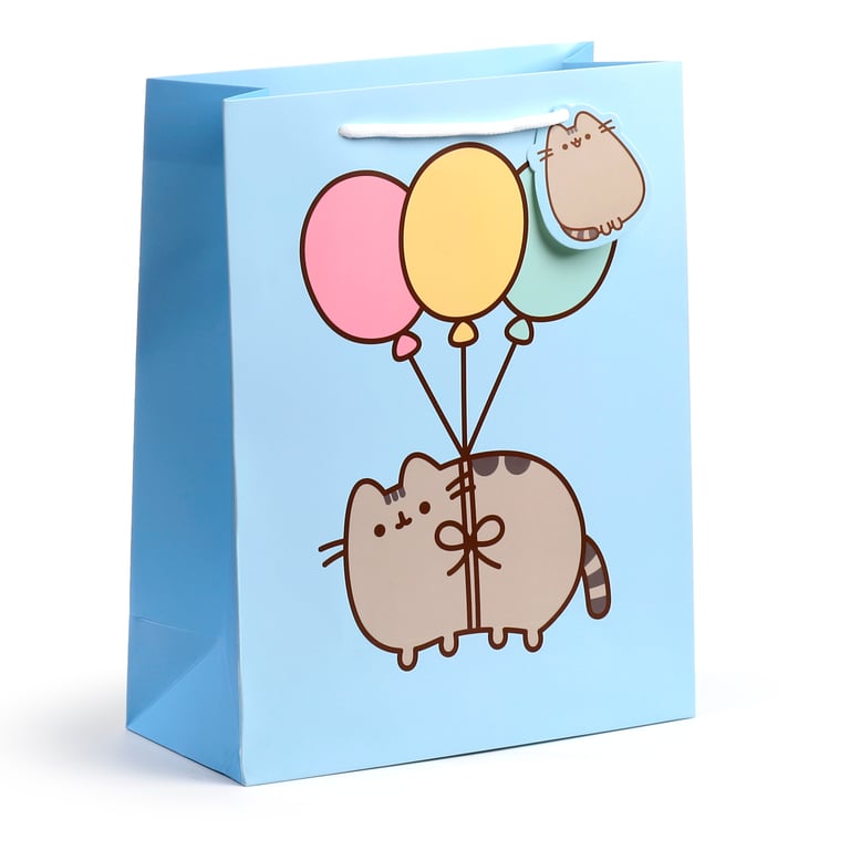 Large Licensed Pusheen Cat Balloon Card Gift Bag with Cord Handles