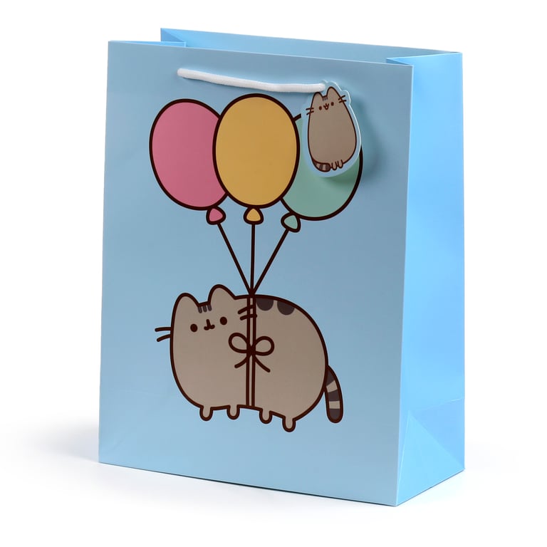 Large Licensed Pusheen Cat Balloon Card Gift Bag with Cord Handles