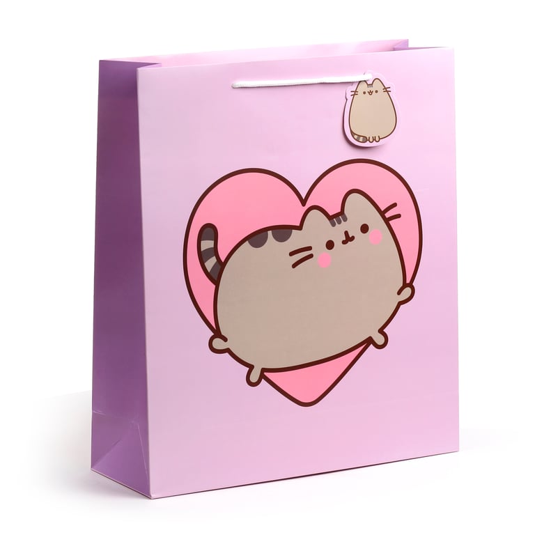 Pusheen Cat Heart Extra Large Licensed Card Gift Bag with Cord Handles