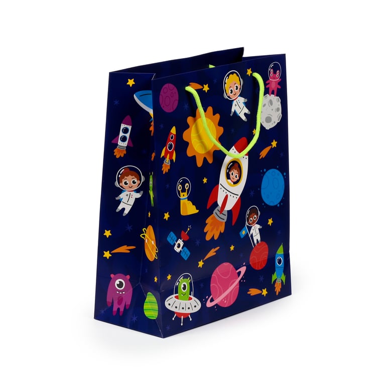 Large Space Cadet Card Gift Bag with Cord Handles and Tag