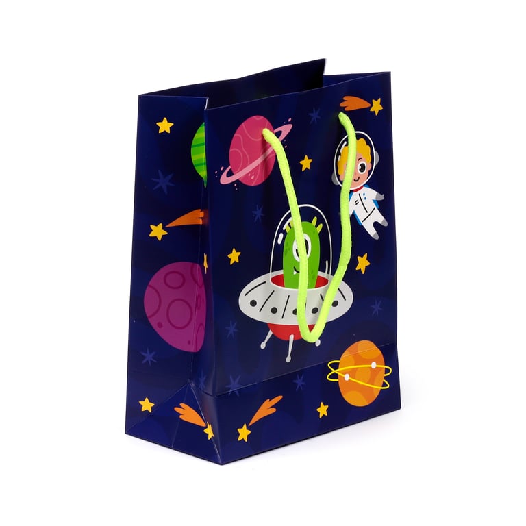 Medium Card Gift Bag with Cord Handles and Gift Tag - Space Cadet