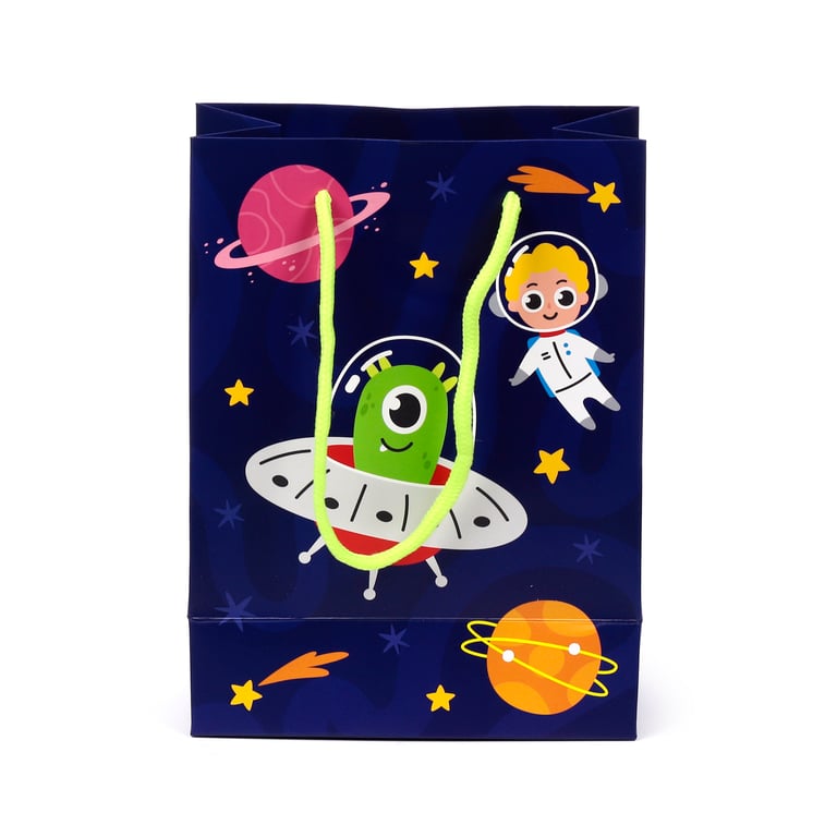 Medium Card Gift Bag with Cord Handles and Gift Tag - Space Cadet