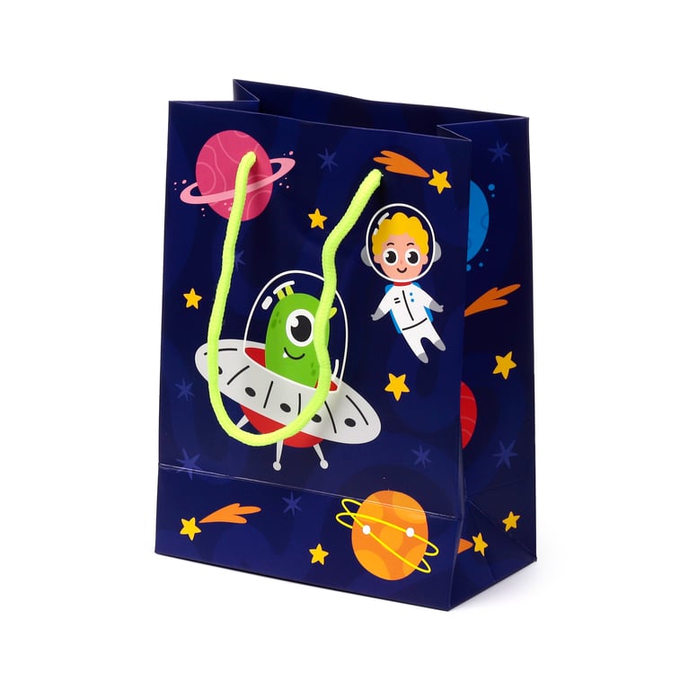 Medium Card Gift Bag with Cord Handles and Gift Tag - Space Cadet