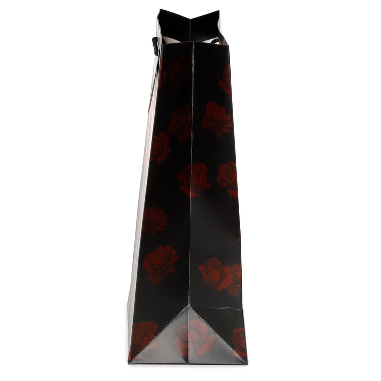 Skull and Roses Large Card Gift Bag with Red Rose Design and Attachable Gift Tag