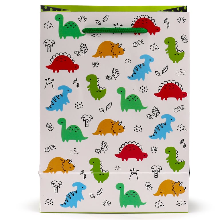 Medium Dinosauria Jr Card Gift Bag with Cord Handles and Tag