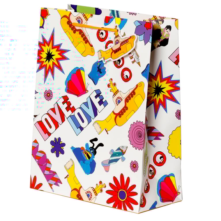 Licensed Yellow Submarine Beatles LOVE Card Gift Bag - Large