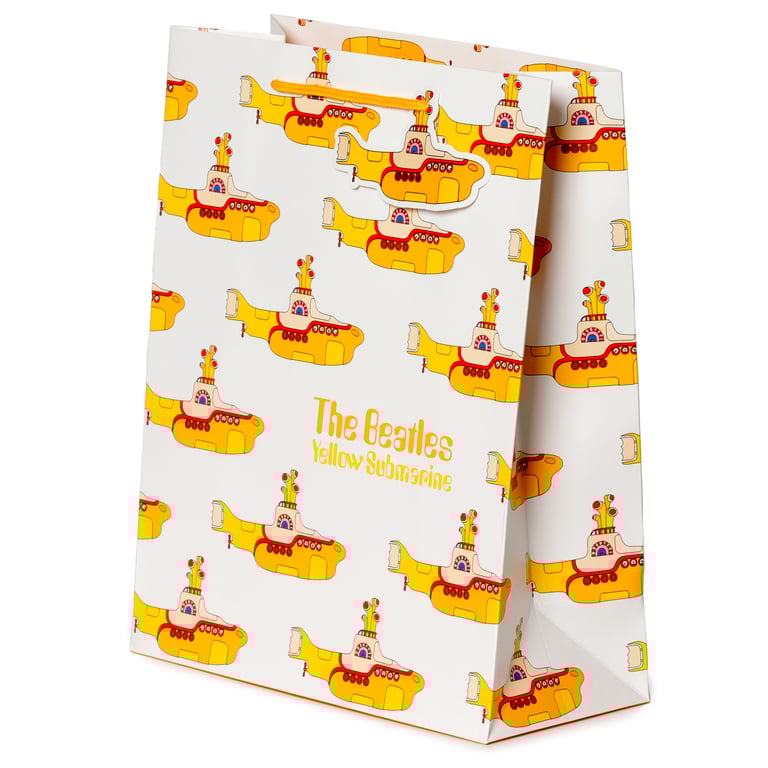 Large Licensed Beatles Yellow Submarine Card Gift Bag with Cord Handles