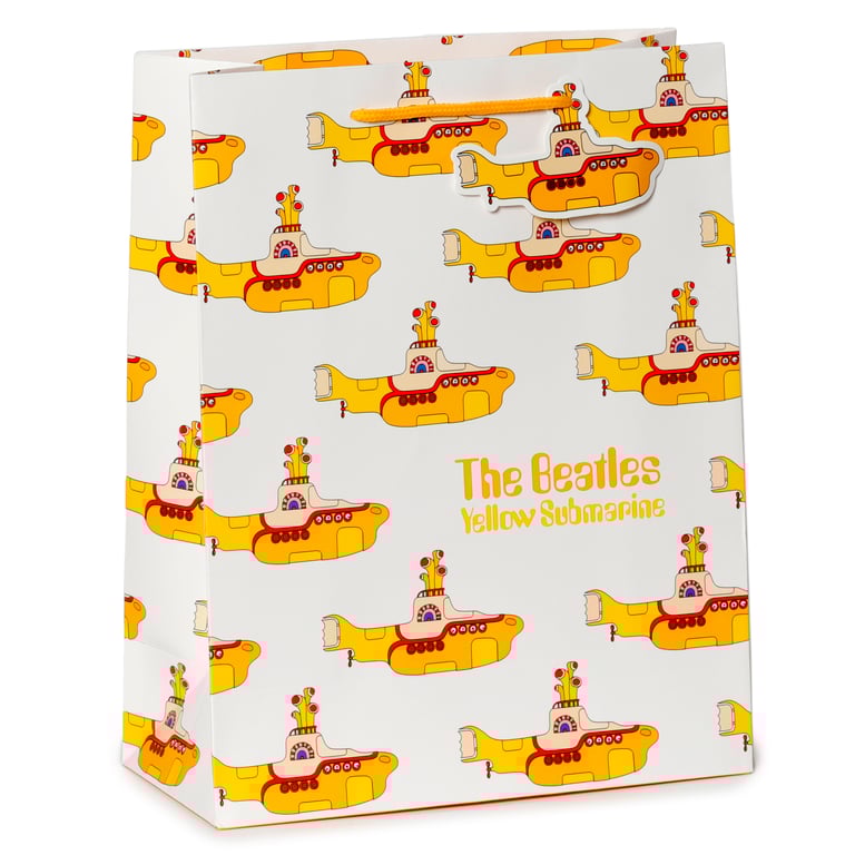 Large Licensed Beatles Yellow Submarine Card Gift Bag with Cord Handles
