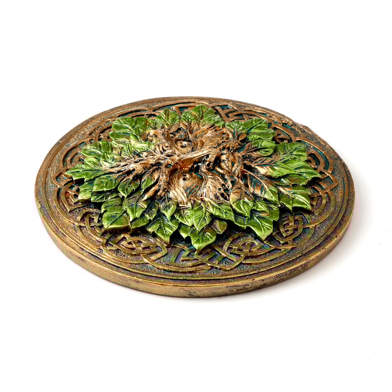Resin Ashcatcher Incense Burner - Round Greenman Design