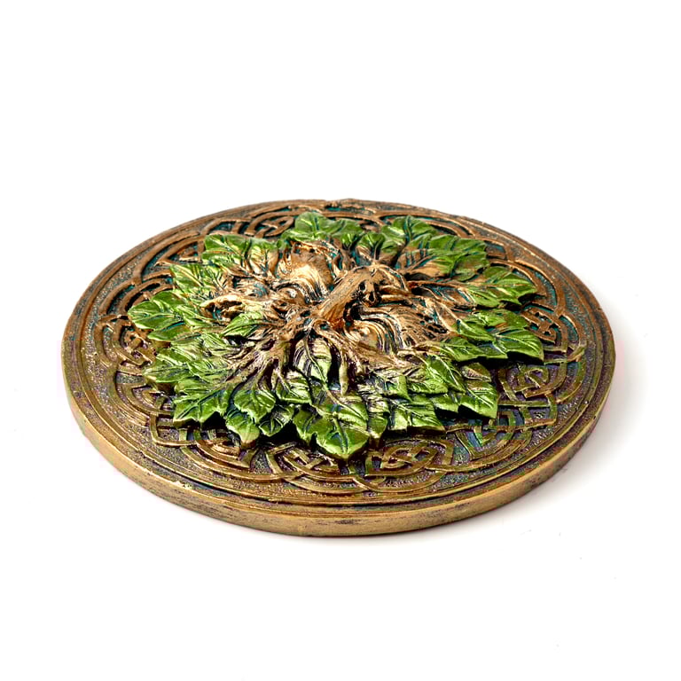 Resin Ashcatcher Incense Burner - Round Greenman Design