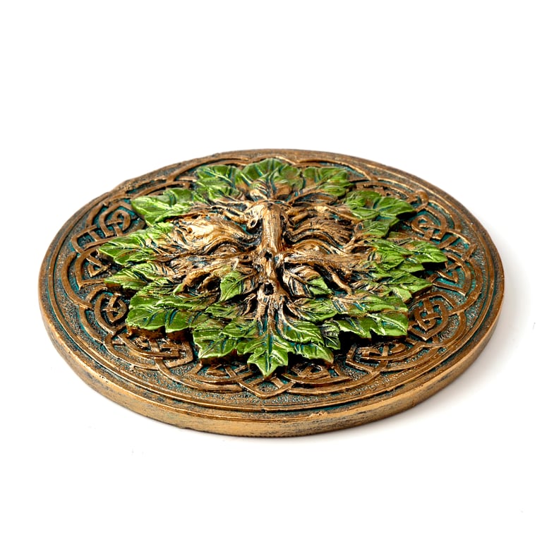 Resin Ashcatcher Incense Burner - Round Greenman Design