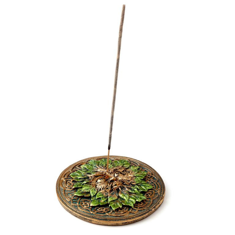 Resin Ashcatcher Incense Burner - Round Greenman Design
