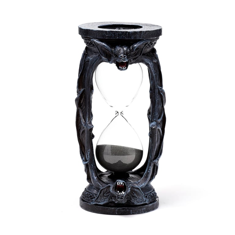 Resin Bat Wing Glass Hourglass Ornament - Halloween Decor