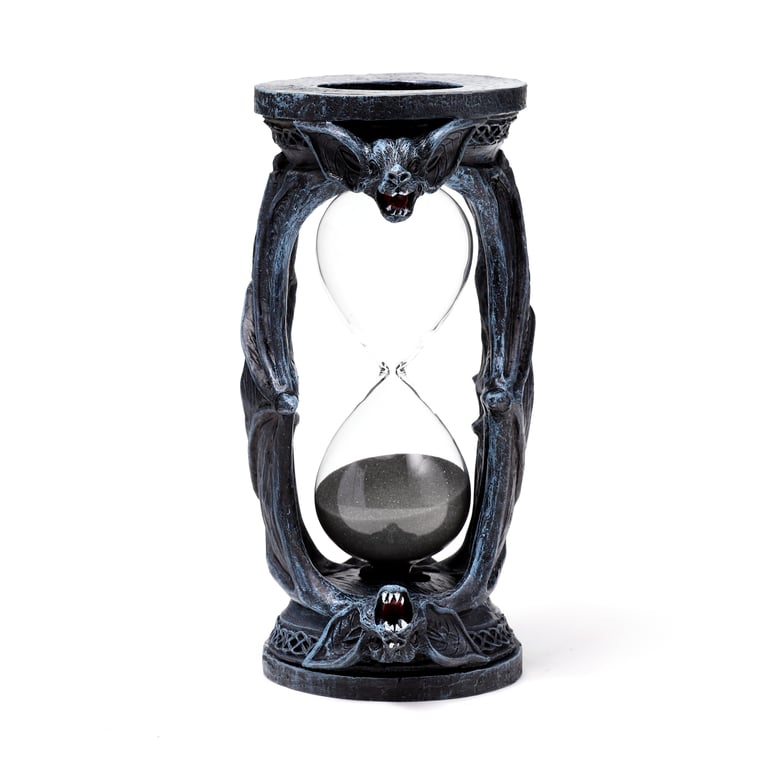Resin Bat Wing Glass Hourglass Ornament - Halloween Decor