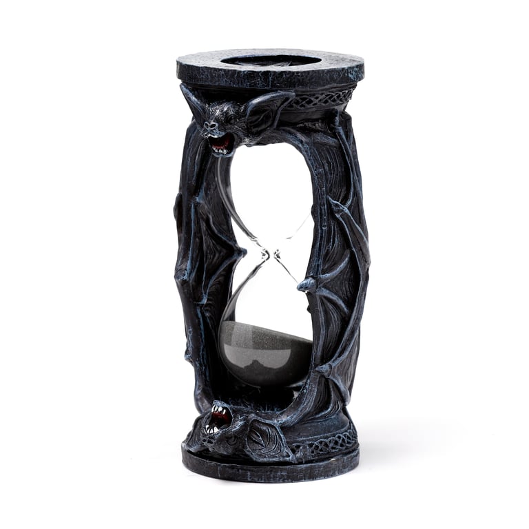 Resin Bat Wing Glass Hourglass Ornament - Halloween Decor