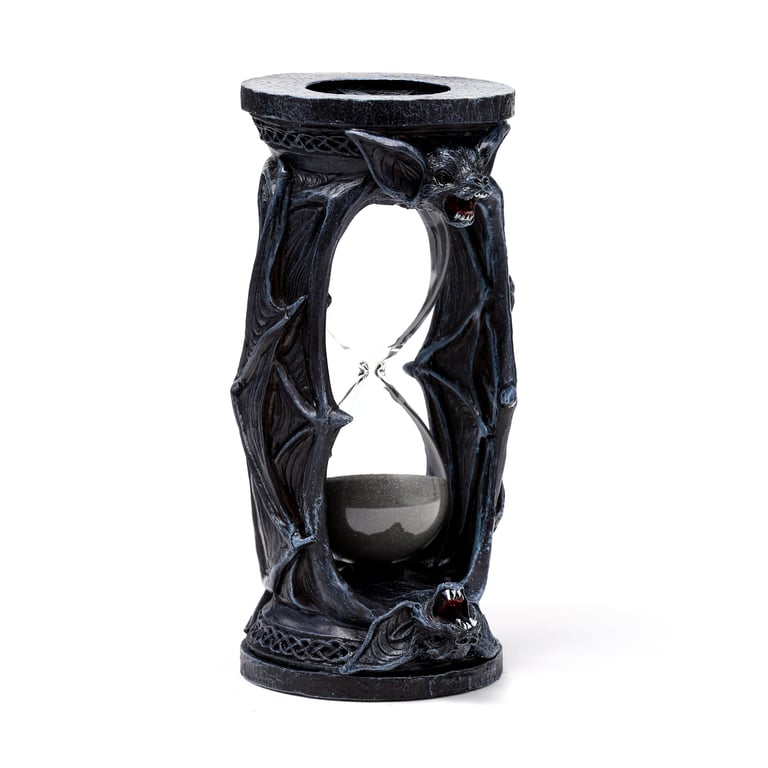 Resin Bat Wing Glass Hourglass Ornament - Halloween Decor