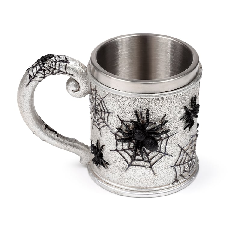 Resin and Stainless Steel Decorative Spider Web Tankard - Halloween Home Decor