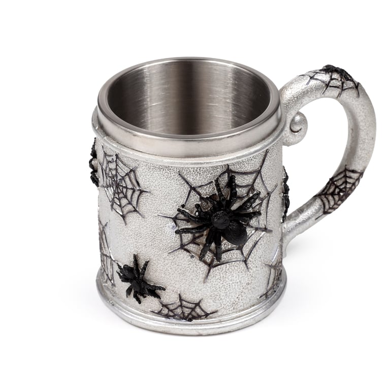 Resin and Stainless Steel Decorative Spider Web Tankard - Halloween Home Decor