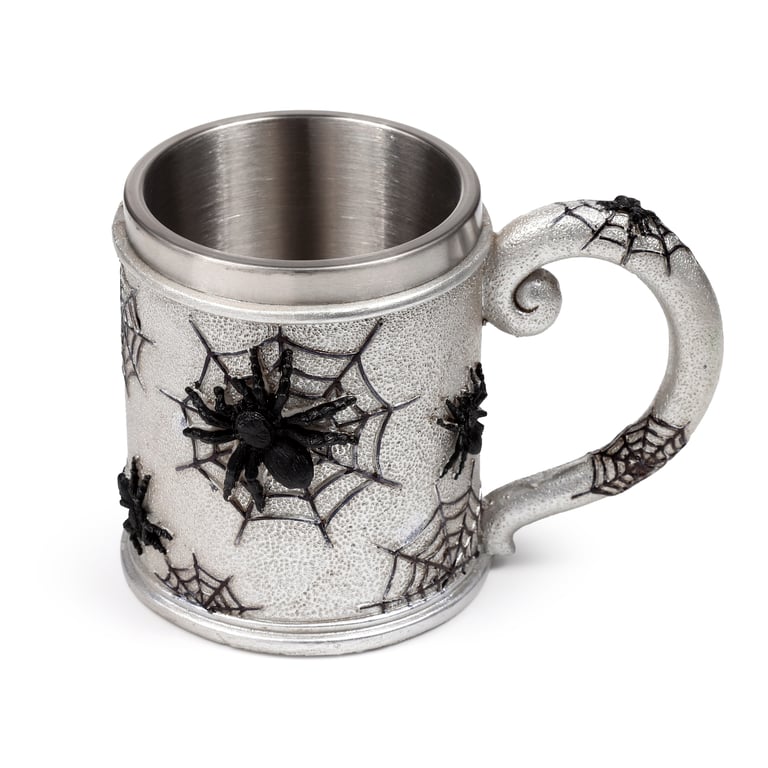Resin and Stainless Steel Decorative Spider Web Tankard - Halloween Home Decor