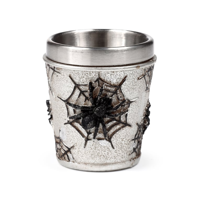 Spider Web Resin and Stainless Steel Shot Glass - Halloween Decorative Drinkware