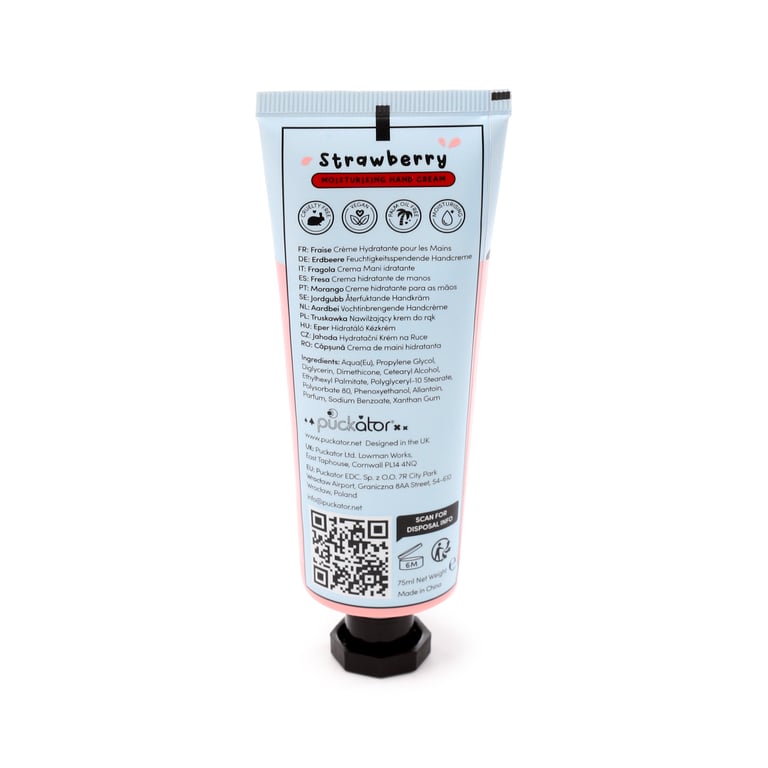 Moisturising Hand Cream 75ml - Cruelty Free & Vegan Strawberry Vanilla Scent