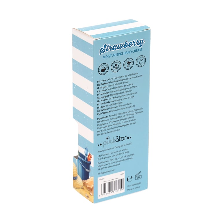 Moisturising Hand Cream - Vegan, Palm Oil Free & Cruelty Free Strawberry Vanilla 75ml