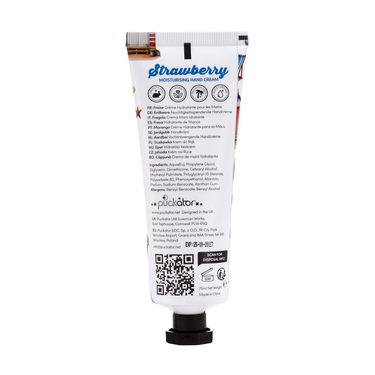 Moisturising Hand Cream - Vegan, Palm Oil Free & Cruelty Free Strawberry Vanilla 75ml