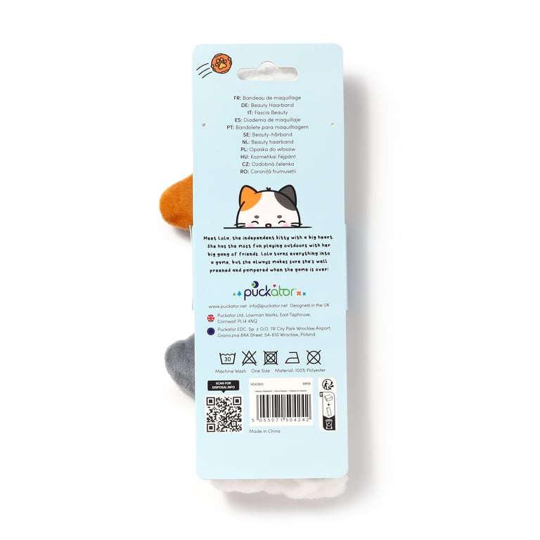 Adoramals Lola the Cat Plush Headband - One Size, Machine Washable Polyester