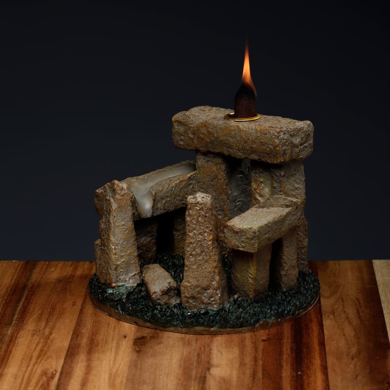 Stone Circle Resin Backflow Incense Burner - 30 Minute Burn Time, Heatproof Design