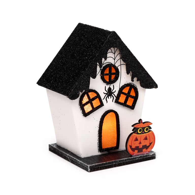LED Halloween Spider House Decoration - Biodegradable Glitter and Batteries Included