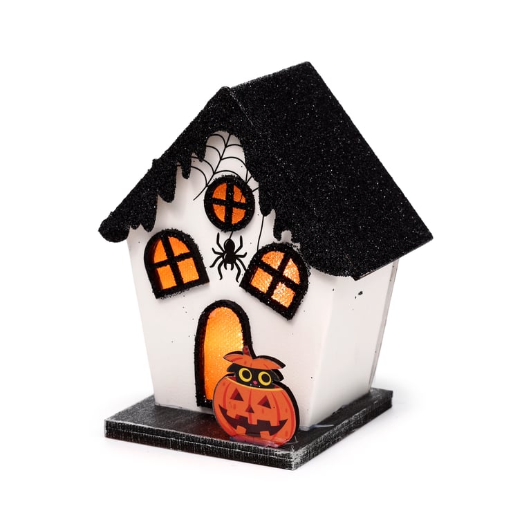 LED Halloween Spider House Decoration - Biodegradable Glitter and Batteries Included