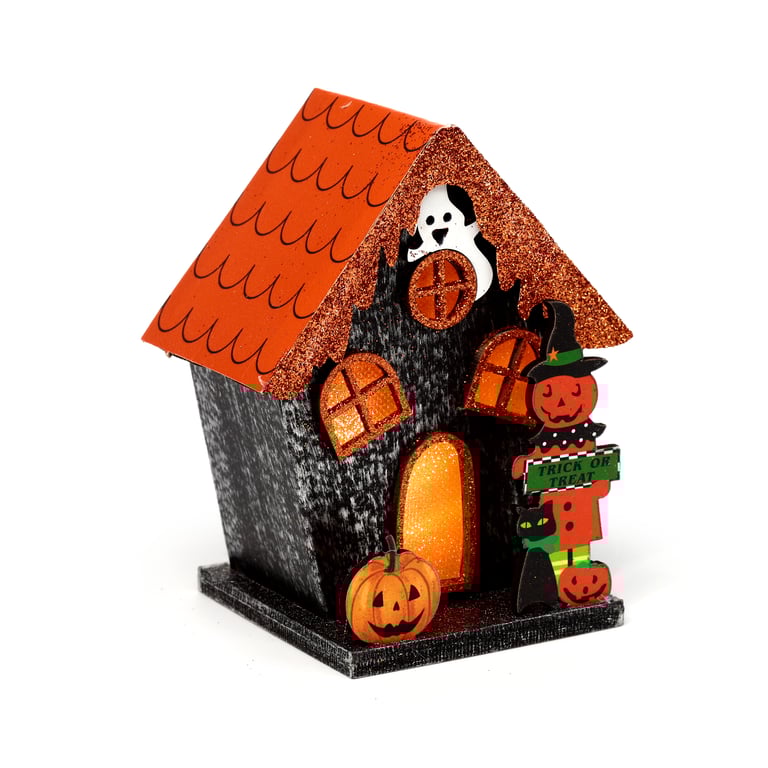 LED Halloween Trick or Treat Pumpkin House Decoration - Batteries Included