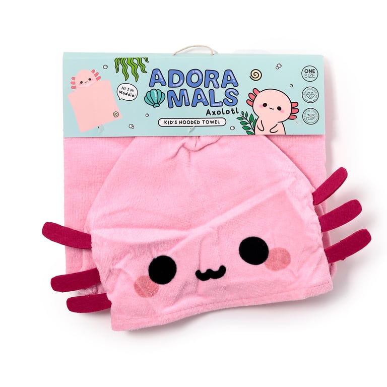 Kids Hooded Towel - 100 Cotton Maddie the Axolotl Home Essentials