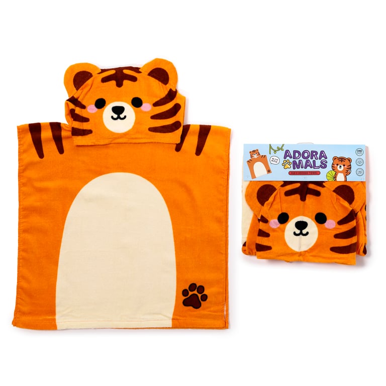 Adoramals Alfie the Tiger 100 Cotton Kids Hooded Towel