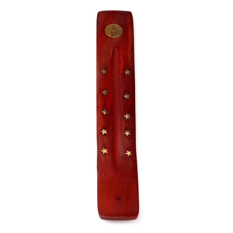 Mango Wood Ashcatcher with Yin Yang Symbol Incense Holder