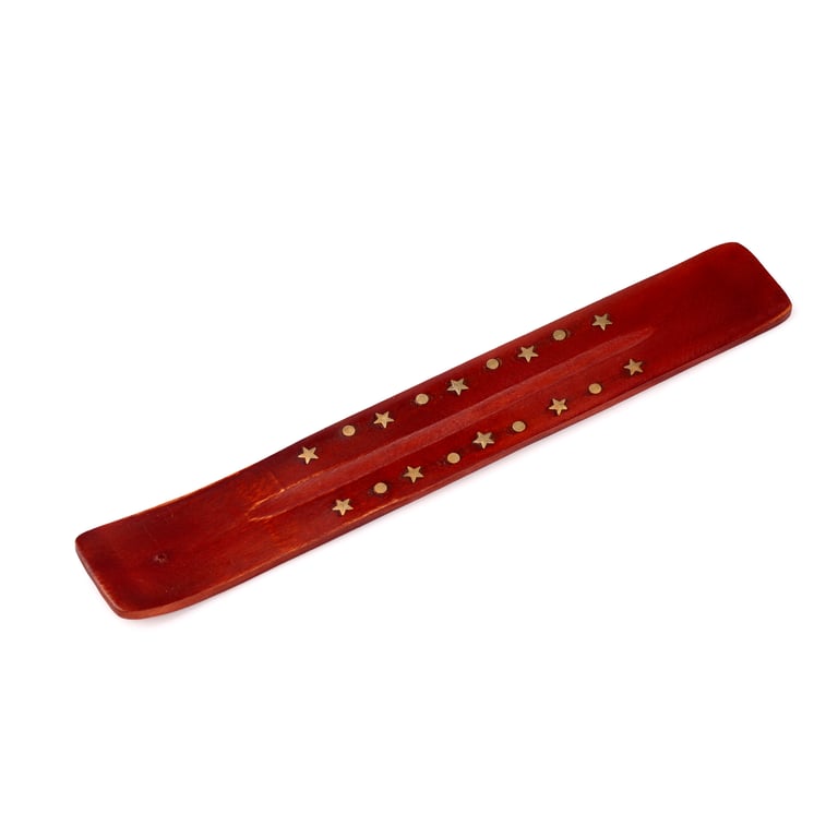 Mango Wood Ashcatcher - Star Design Incense Holder with Dots Home Decor