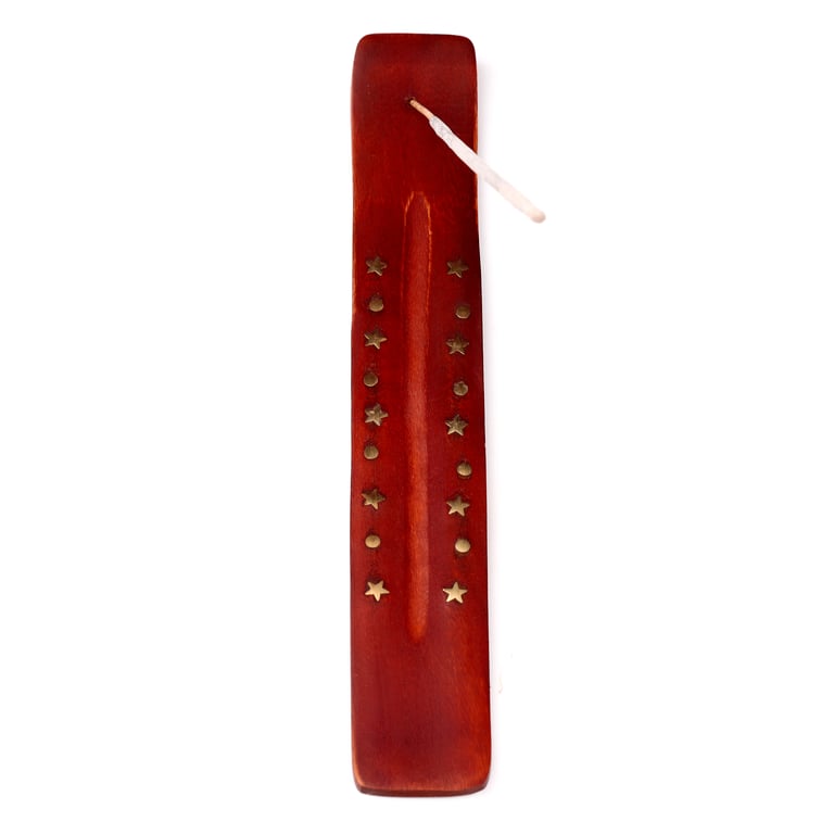 Mango Wood Ashcatcher - Star Design Incense Holder with Dots Home Decor