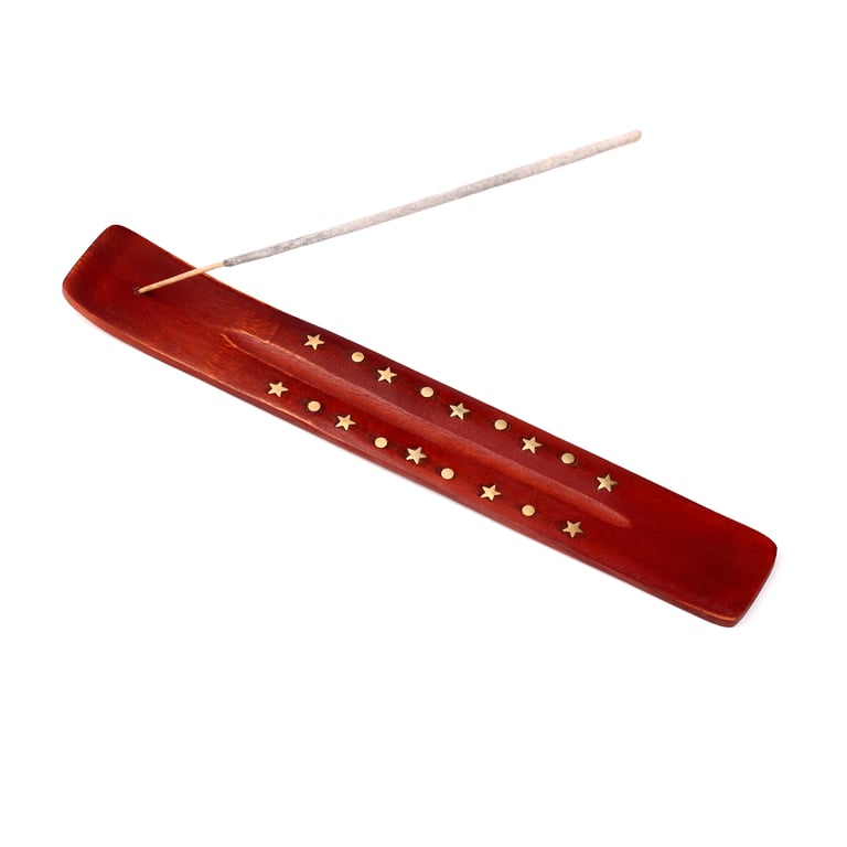 Mango Wood Ashcatcher - Star Design Incense Holder with Dots Home Decor