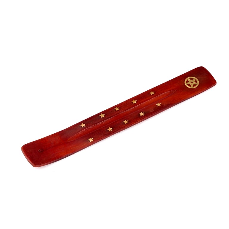 Mango Wood Pentagram Ashcatcher - Elegant Home Decor for Incense Sticks