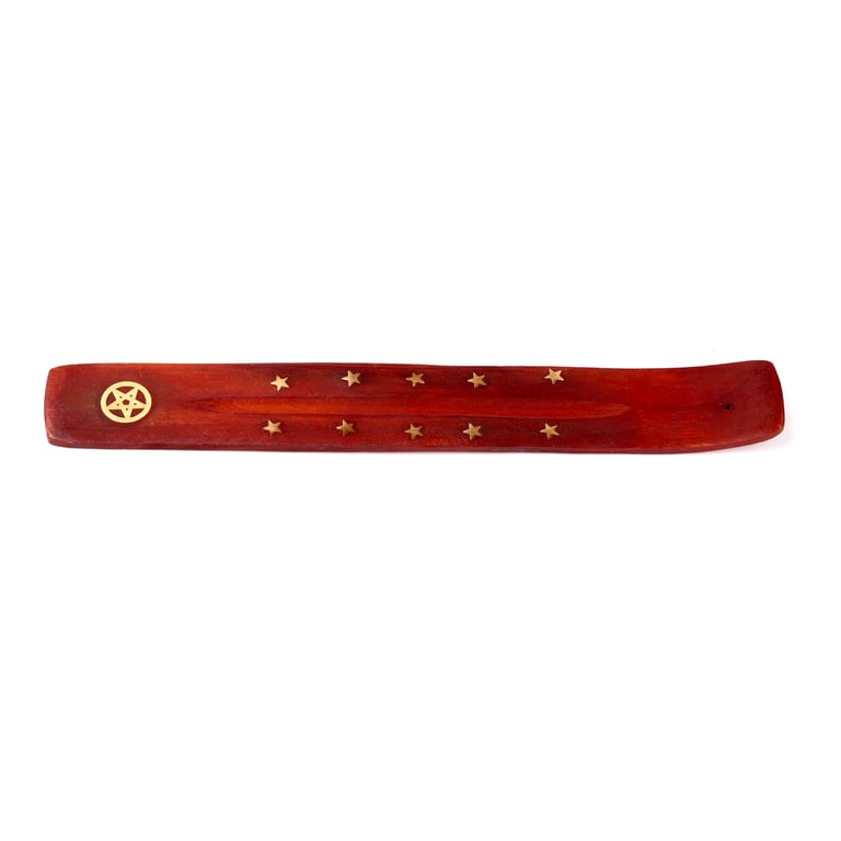 Mango Wood Pentagram Ashcatcher - Elegant Home Decor for Incense Sticks