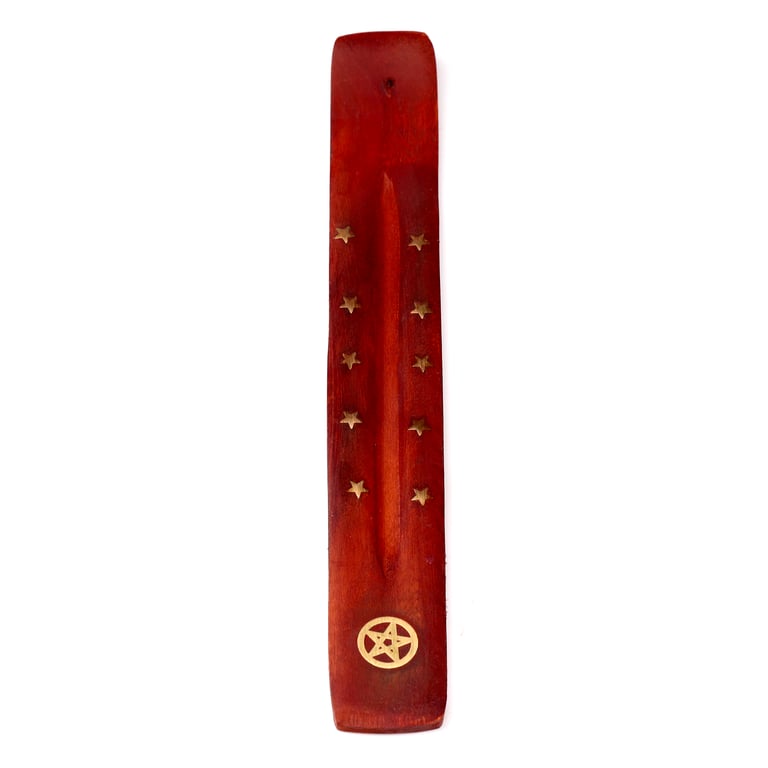 Mango Wood Pentagram Ashcatcher - Elegant Home Decor for Incense Sticks