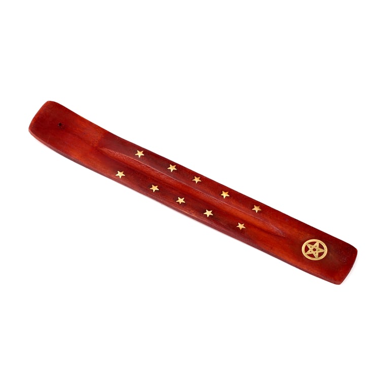 Mango Wood Pentagram Ashcatcher - Elegant Home Decor for Incense Sticks