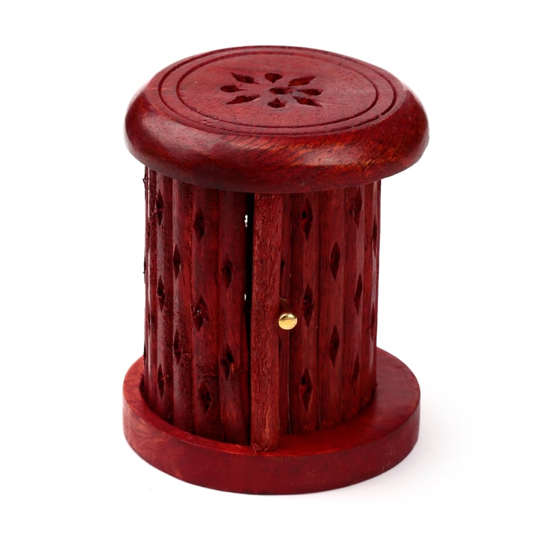 Mango Wood Incense Holder with Sliding Door - Wooden Storage for Incense Cones