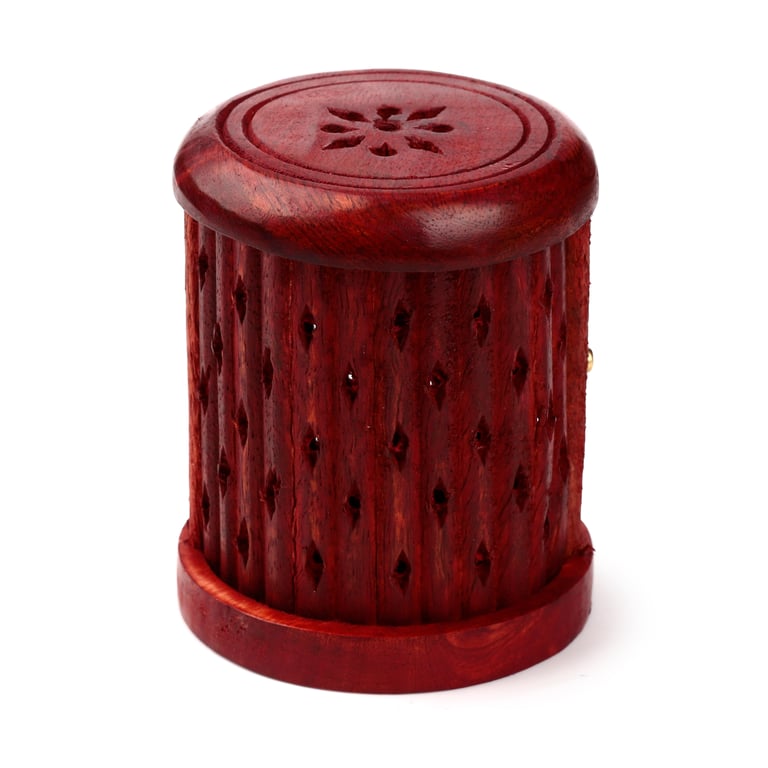 Mango Wood Incense Holder with Sliding Door - Wooden Storage for Incense Cones