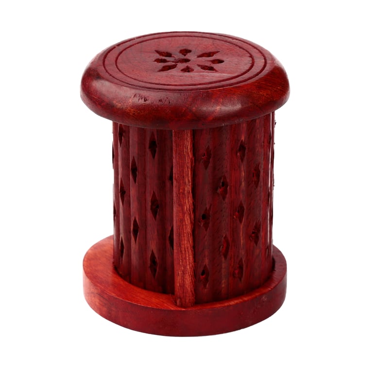Mango Wood Incense Holder with Sliding Door - Wooden Storage for Incense Cones