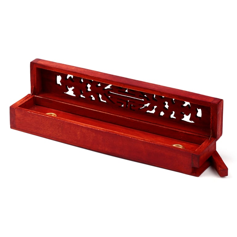 Mango Wood Incense Storage Box - Decorative Wooden Holder for Sticks and Cones