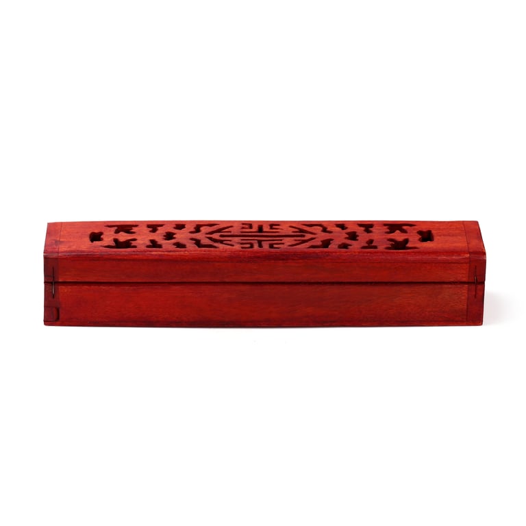 Mango Wood Incense Storage Box - Decorative Wooden Holder for Sticks and Cones