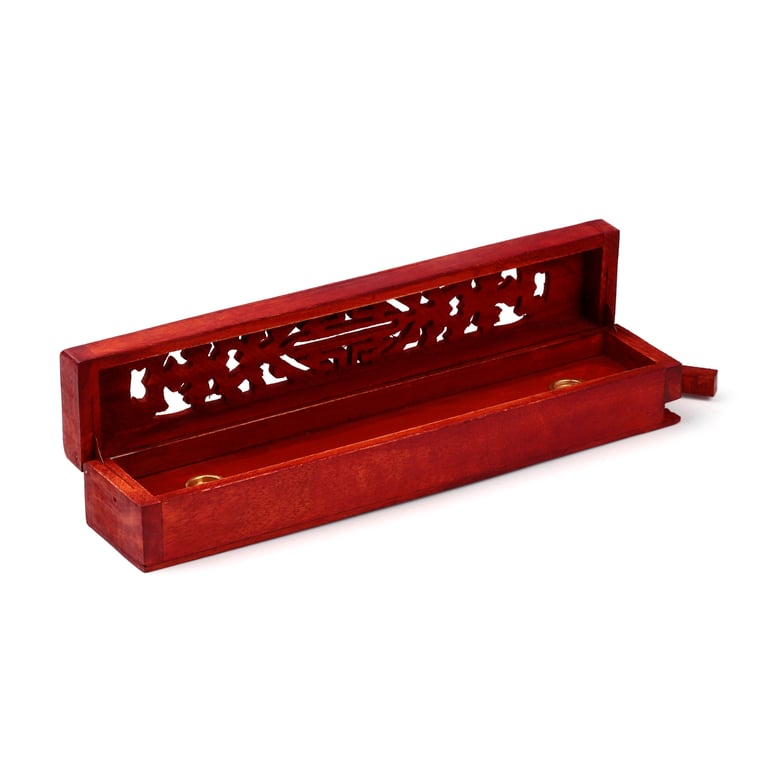 Mango Wood Incense Storage Box - Decorative Wooden Holder for Sticks and Cones