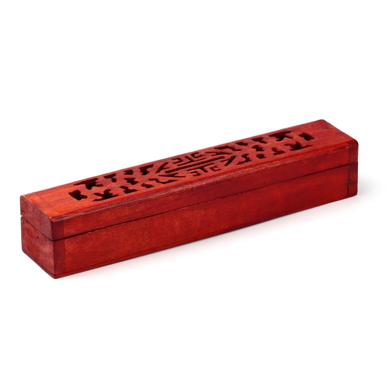 Mango Wood Incense Storage Box - Decorative Wooden Holder for Sticks and Cones